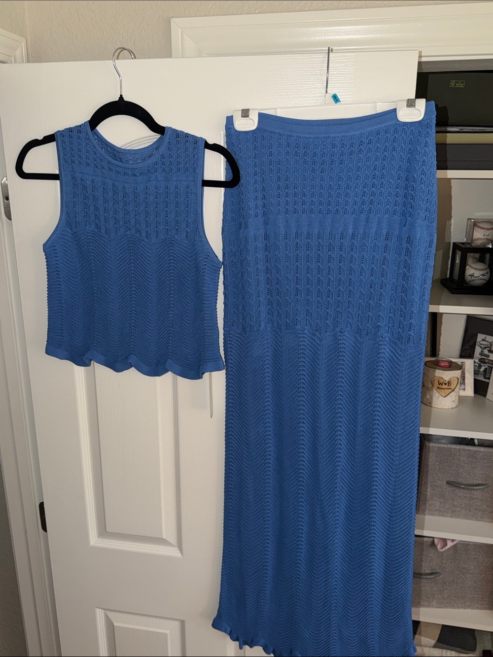 NWT Commense Med: Blue Knit Two-Piece Tank and Maxi Skirt Set - Picture 2 of 6